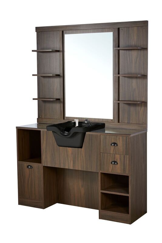TOCADOR SHC CON ESPEJO Y ESTANTES CON LAVABO NEGRO TOCADOR SHC CON ESPEJO Y ESTANTES CON LAVABO NEGRO