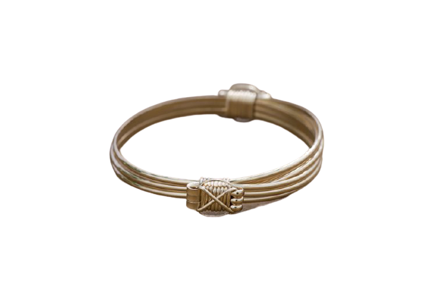 Elephant Hair Style Bracelet -3 Gold Strand Bracelet with 2 Gold Knots