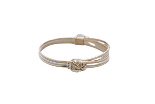 Elephant Hair Style Bracelet - 2 Gold 1 Silver Strand Bracelet With 2 Gold Knots