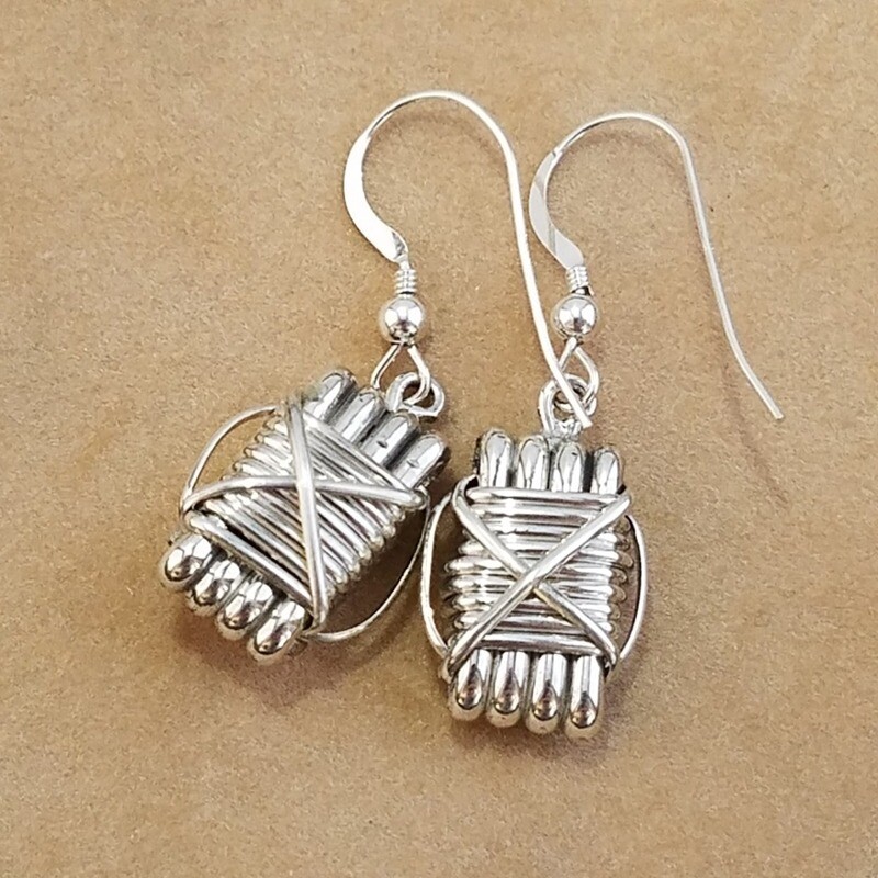 3 Silver Strand Earring With Silver Knot