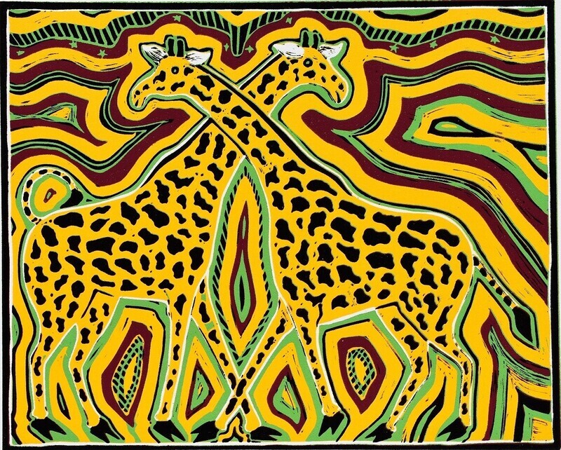 Kuru Art - Kalahari Giraffes At Dawn