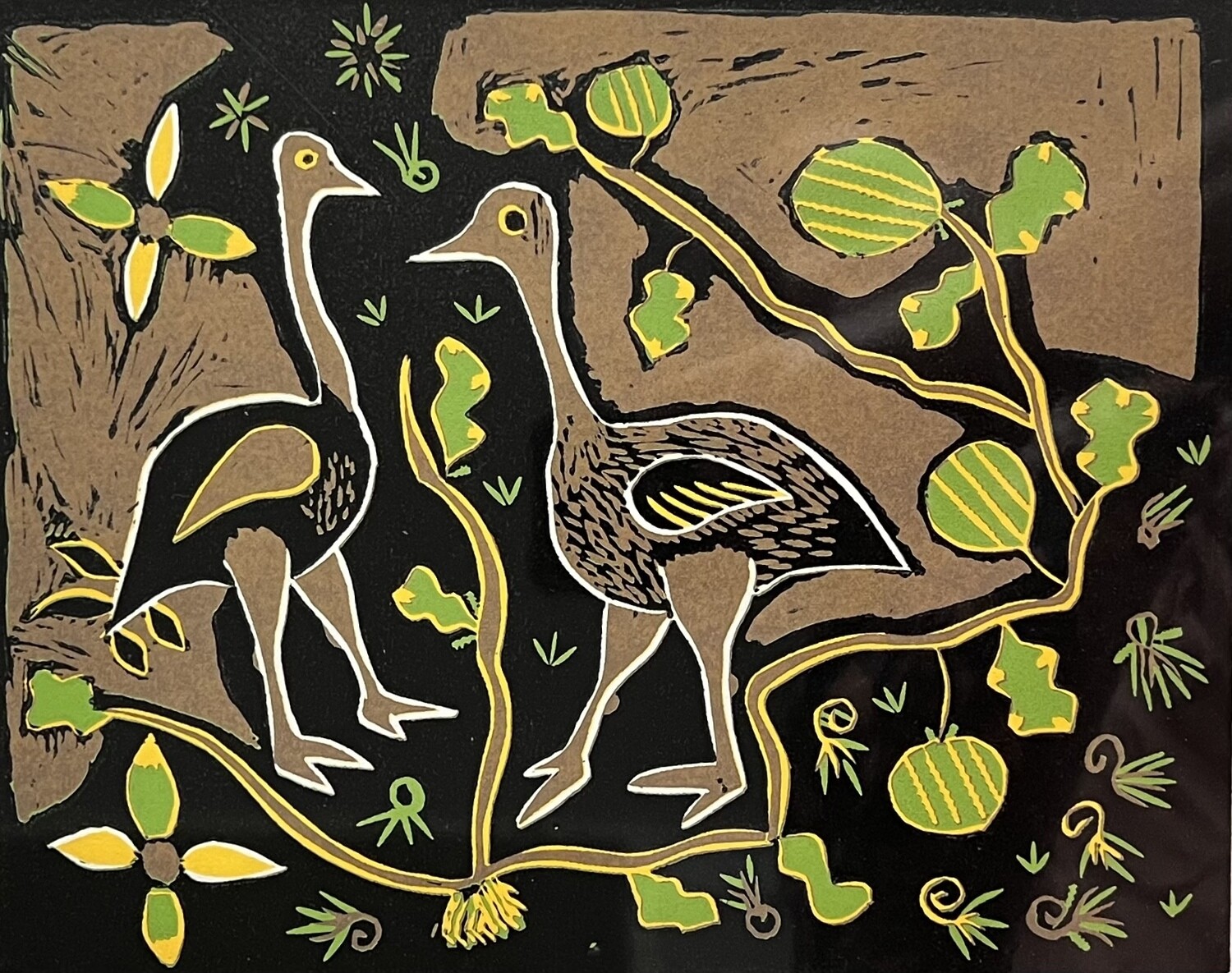 Kuru Art - Two Ostriches and Wild Melon