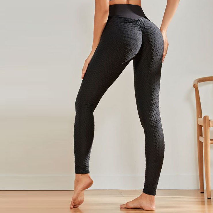 Solid Textured Sports Leggings (Scrunch Butt)