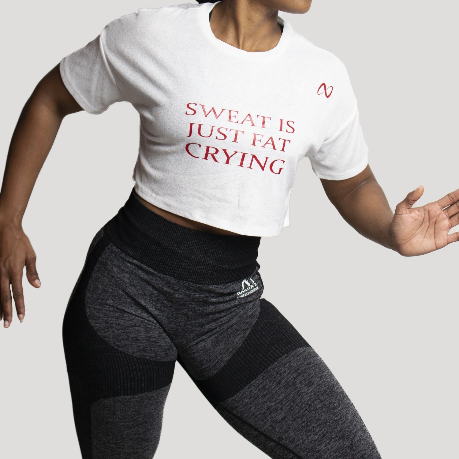 Solid Crop Sports Tee Sweat is fat crying