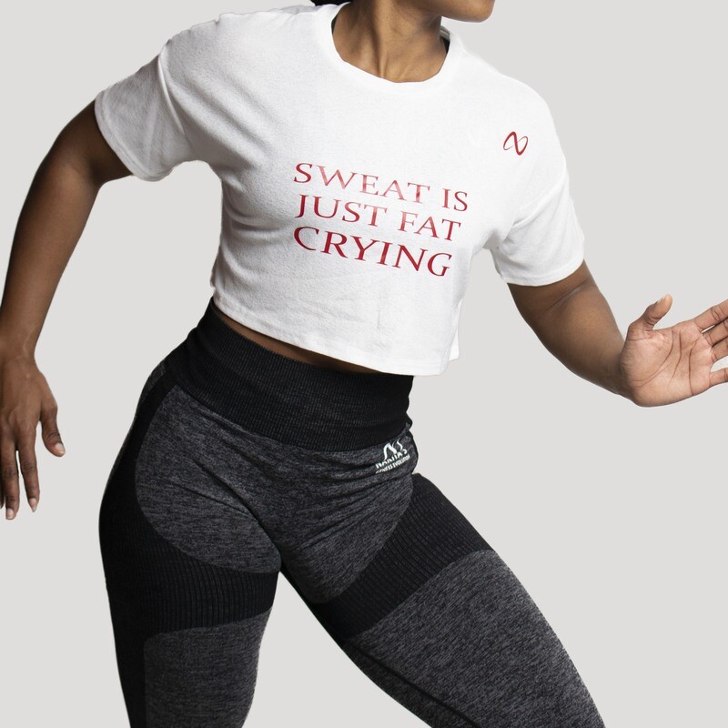 Solid Crop Sports Tee Sweat is fat crying