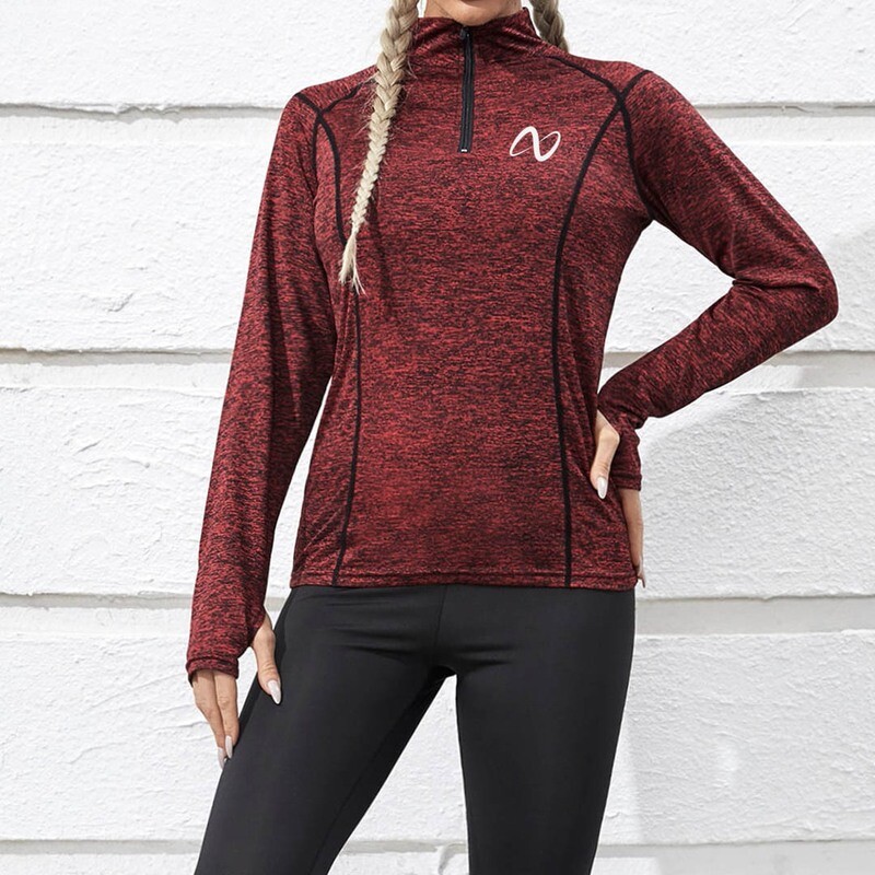 Quarter Zip Space Dye Sports Sweatshirt &amp; Thumb Hole