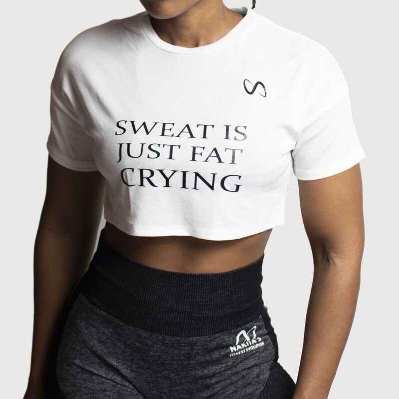Solid Crop Sports Tee Sweat is fat crying
