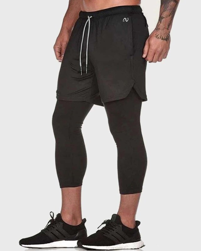 Guys Drawstring Waist 2 In 1 Sweatpants