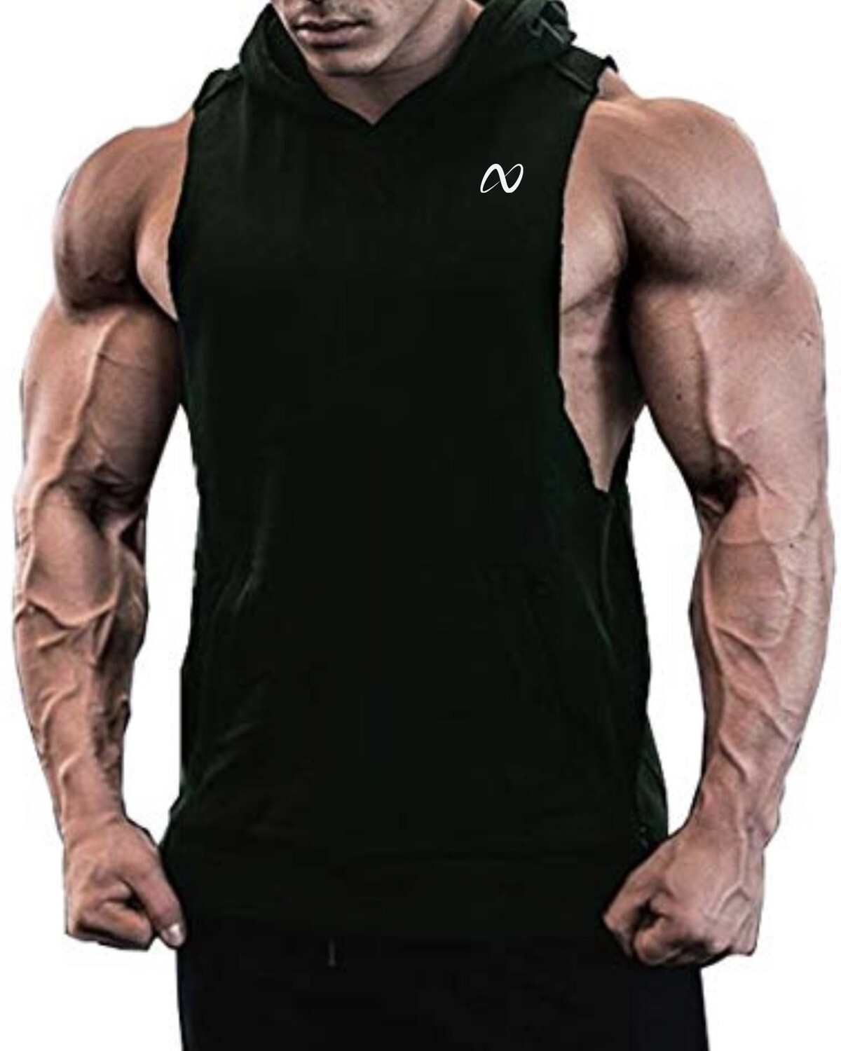 Guys Curved Hem Hooded Tank Top