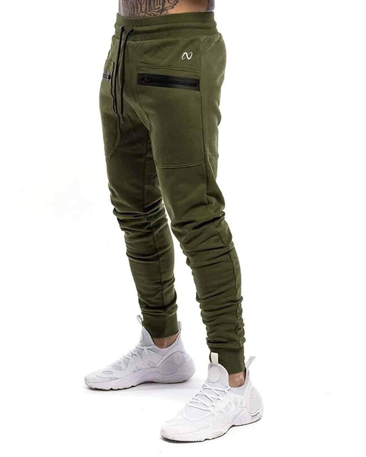 Guys Drawstring Waist Zip Detail Sweatpants
