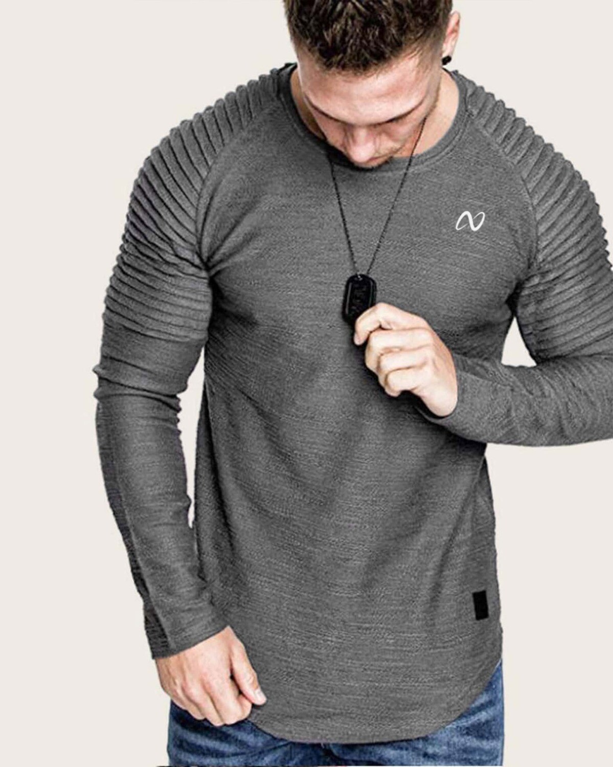 Guys Raglan Sleeve Curved Hem Tee
