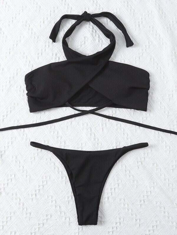 Two piece Cross Halter Thong Bikini