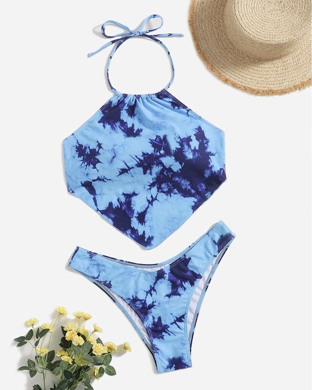 Marble Pattern Bikini Swimsuit