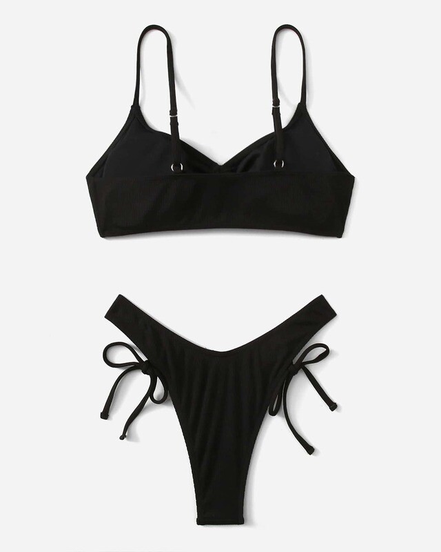 Two piece Drawstring Front High Cut Bikini