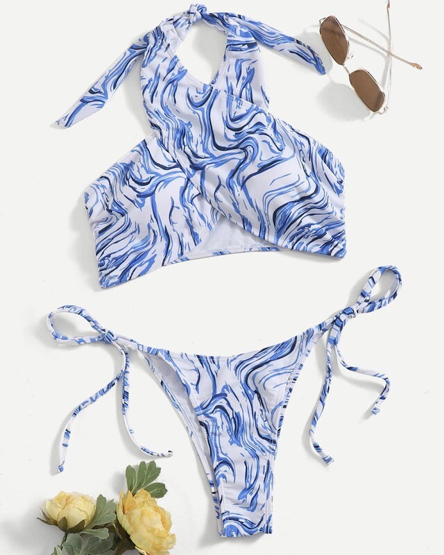 Two piece Graphic Halter Bikini