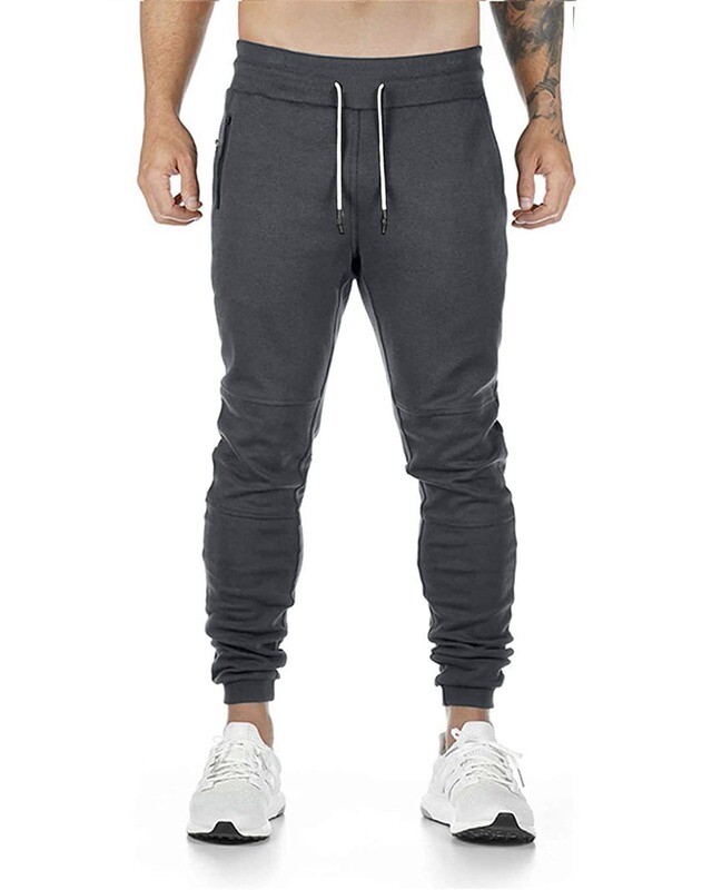 Guys Zip Detail Drawstring Waist Sweatpants