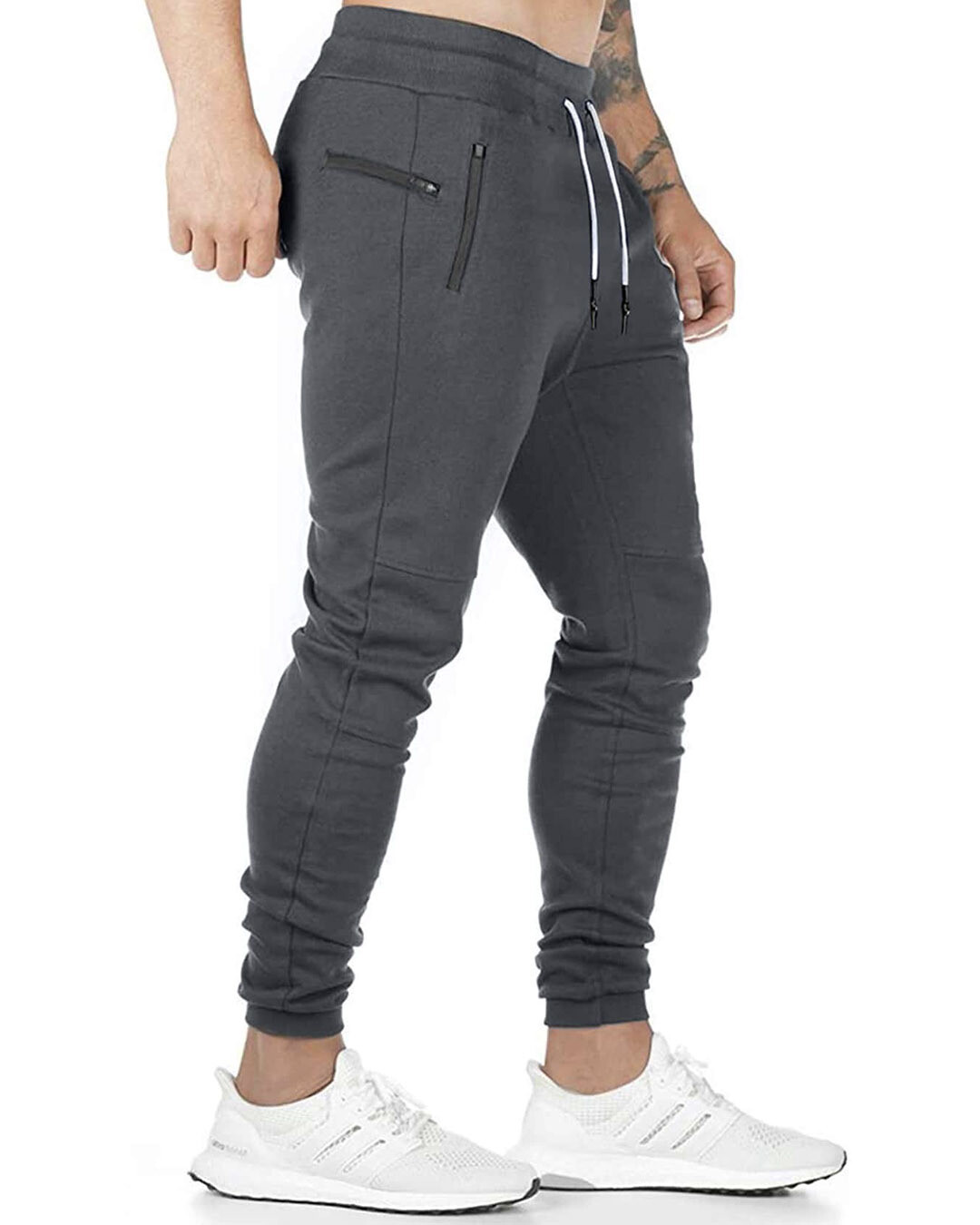 Guys Zip Detail Drawstring Waist Sweatpants