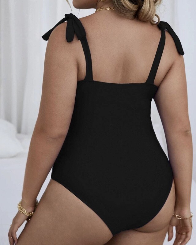 One piece Plus size Tie Shoulder One Piece Swimsuit