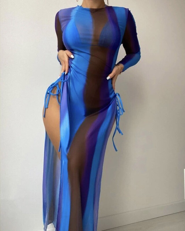 Three Piece Halter Triangle Tie Side Bikini Swimsuit &amp; Cover Up