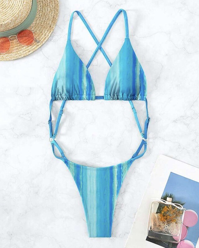 Striped Cut-out One Piece Swimsuit