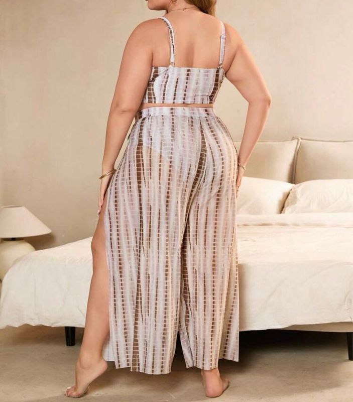 3 Pieces Plus Size Random Tie Dye Bikini Set With Pants