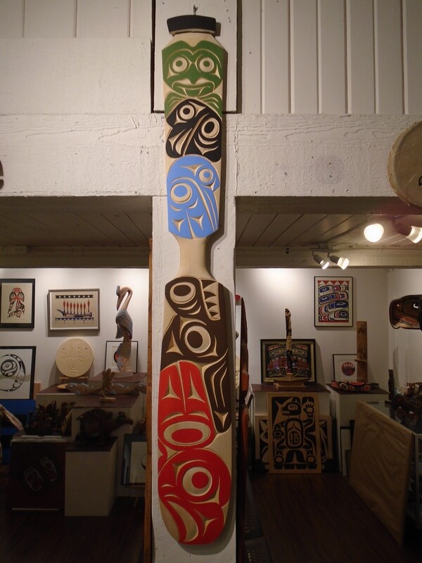 Paddle with Frog, Raven, Hummingbird, Bear &amp; Eagle, 5 foot yellow cedar