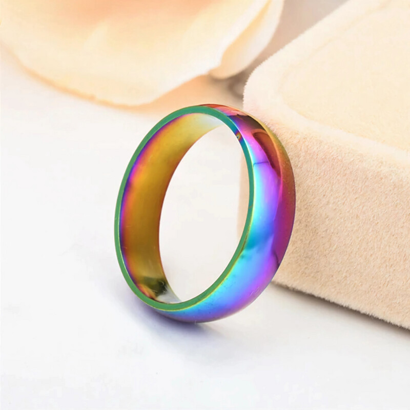 Rainbow Ring Curved Stainless Steel Ring