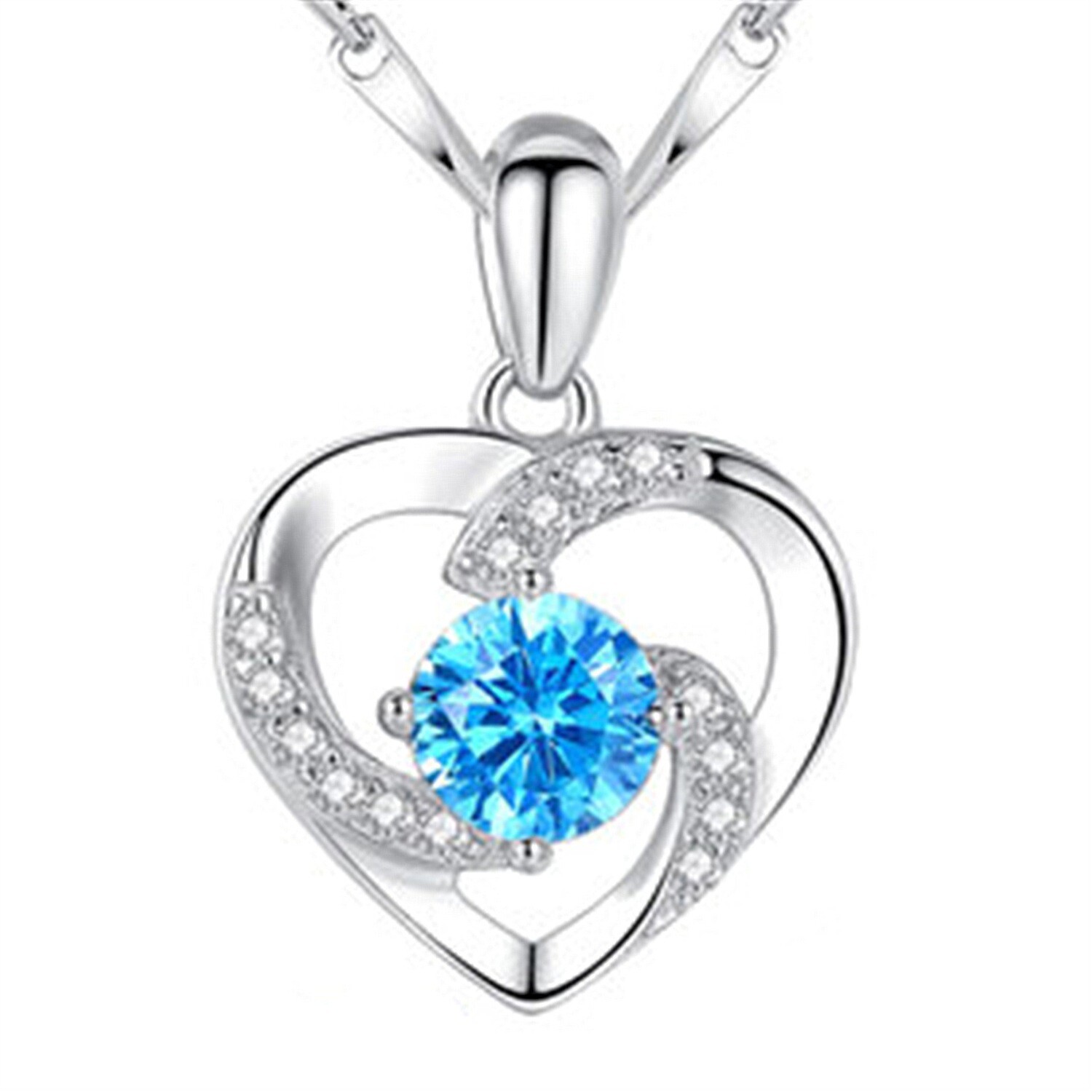 Korean Fashion Silver Necklace Female High-end Jewelry Couple Heart-shaped Zircon Pendant Collarbone Chain Accessories Factory Direct Sales
