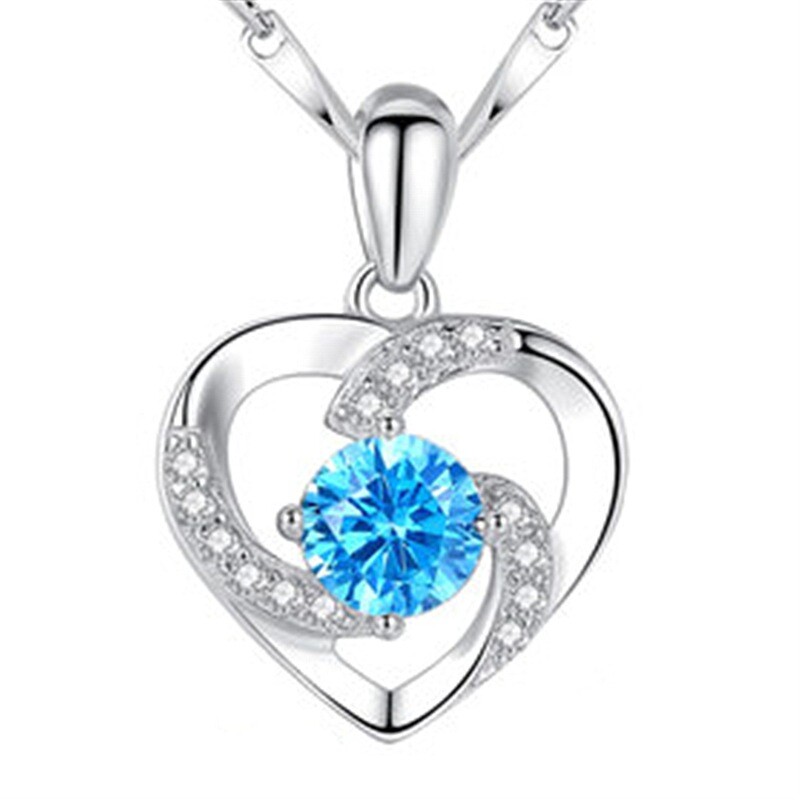 Korean Fashion Silver Necklace Female High-end Jewelry Couple Heart-shaped Zircon Pendant Collarbone Chain Accessories Factory Direct Sales