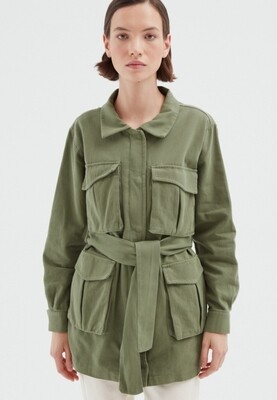 Belted Denim jacket -khaki