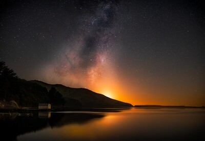 Milky Way Moonrise, Hoopers Inlet. Otago Peninsula