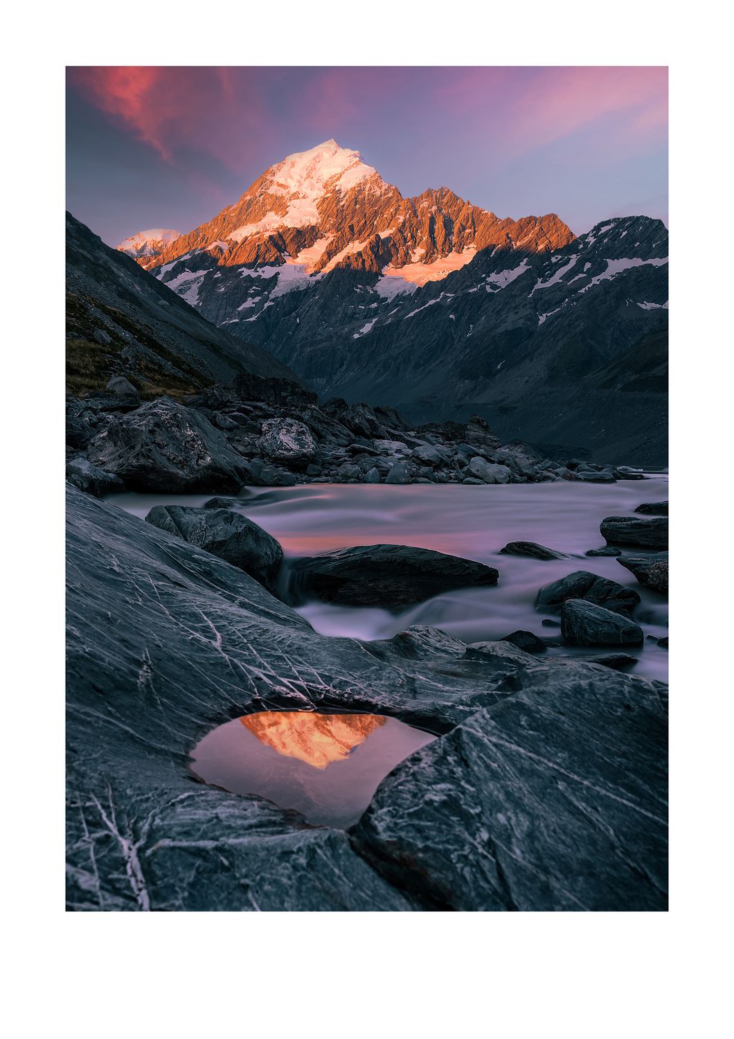 Aoraki Mt Cook Hooker Lake Reflection