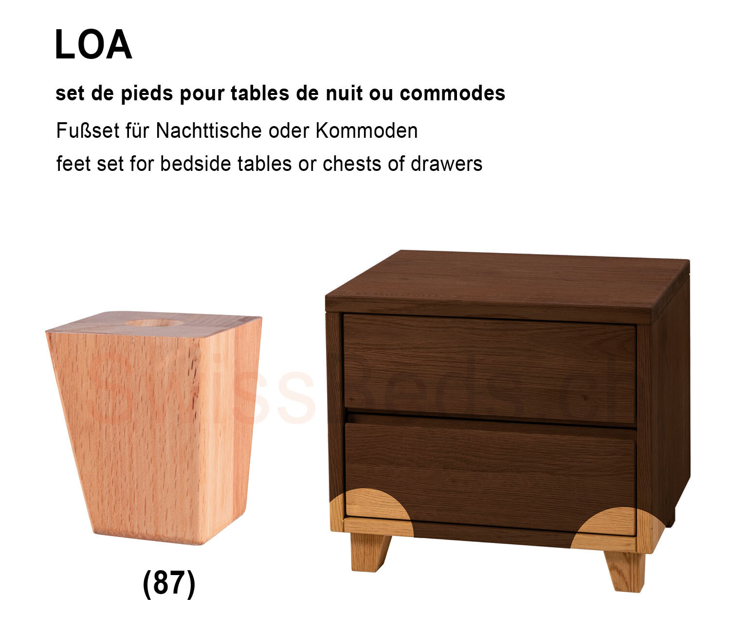 LOA FEET accessories for bedside tables and chests of drawers