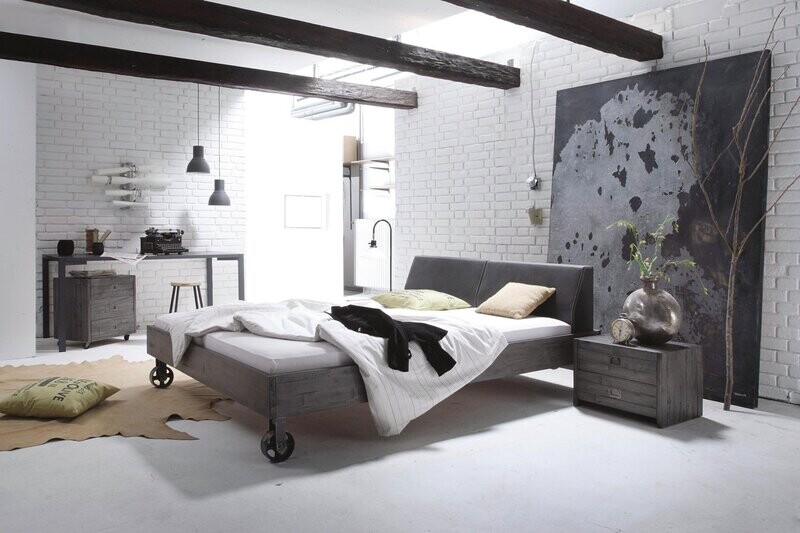 Lit Factory-Line LOFT-18, pieds ROAD, tête Ceneri