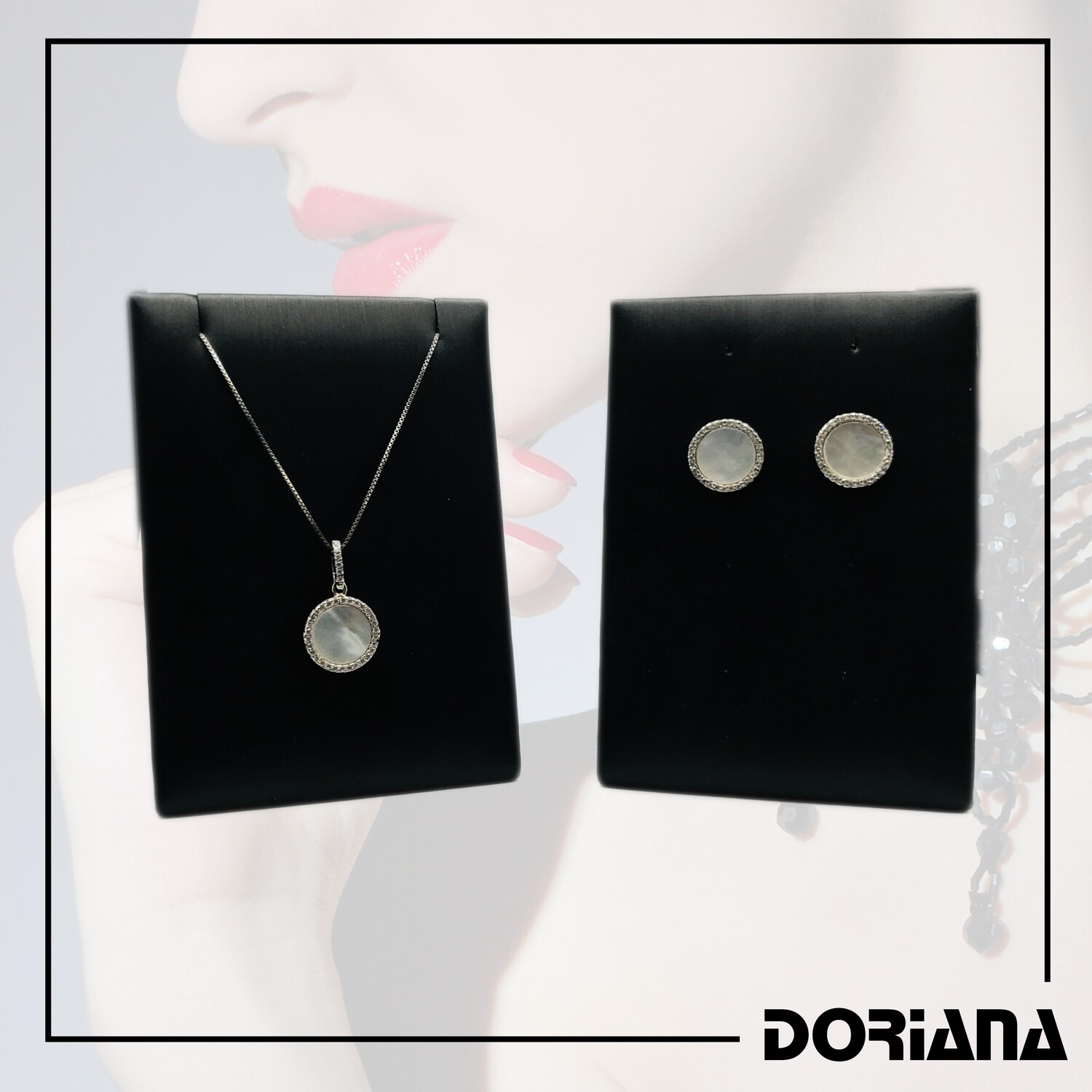 Parure di Madreperla e Zirconi su Argento 925 Rodiato