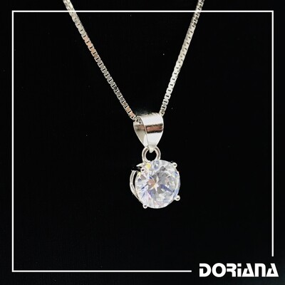 Punto Luce con Zirconia Tondo in Argento 925 Rodiato