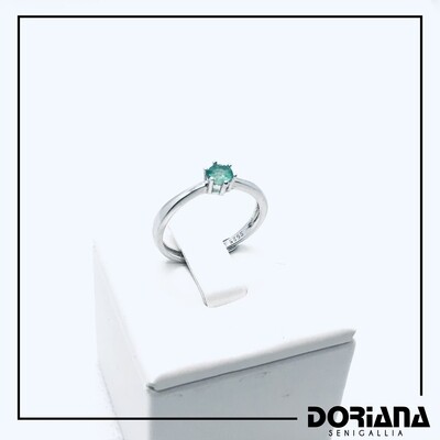 Anello Solitario Smeraldo Argento 925