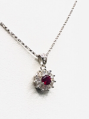 Collana Rubino e Zirconia - Argento 925 Rodiato