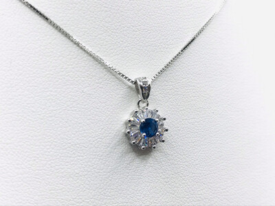 Collana Punto Luce Zaffiro Argento e Zirconi