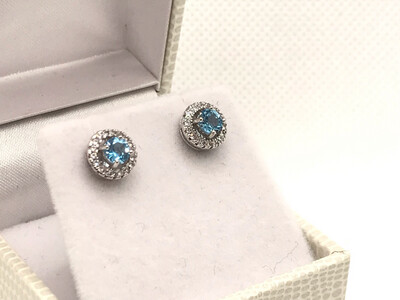 Orecchini Topazio Naturale e Zirconia Pavè in Argento 925