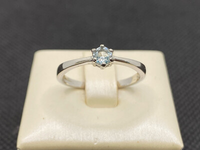 Anello Solitario Acquamarina Naturale - Argento 925