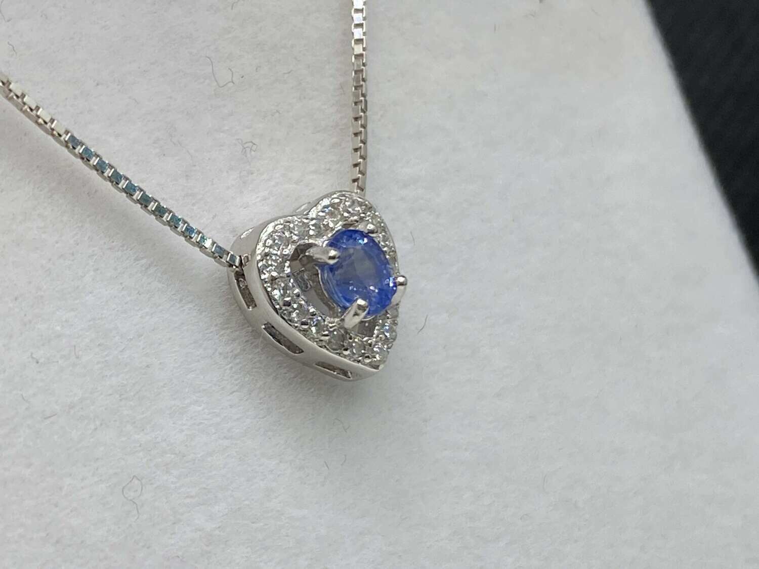 Collana Cuore Zaffiro Blu - Argento