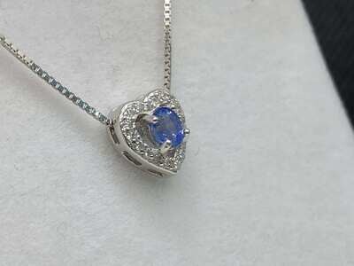 Collana Cuore Zaffiro Blu - Argento