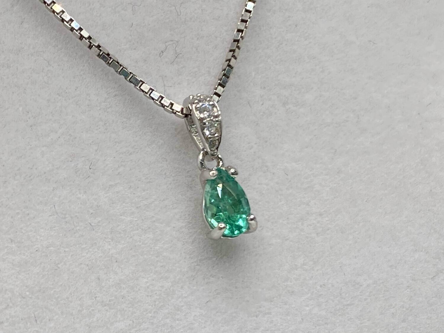 Collana Punto Luce Smeraldo Goccia - Argento 925