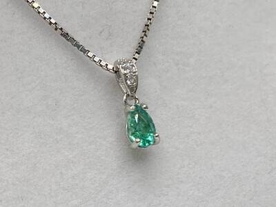 Collana Punto Luce Smeraldo Goccia - Argento 925