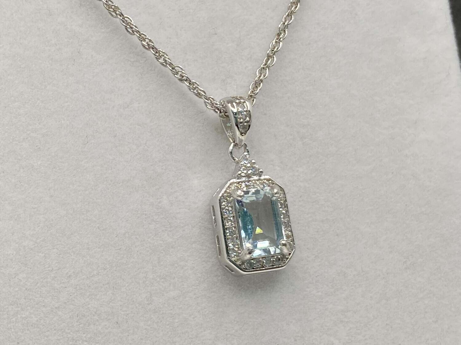 Collana con Acquamarina Rettangolare - Argento 925