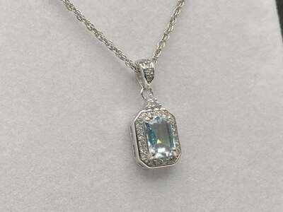 Collana con Acquamarina Rettangolare - Argento 925