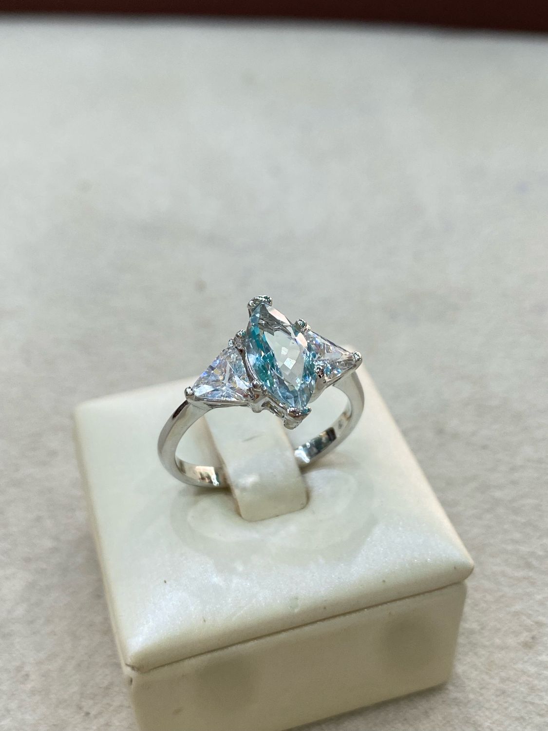 Anello Acquamarina Naturale Marquise - Argento 925