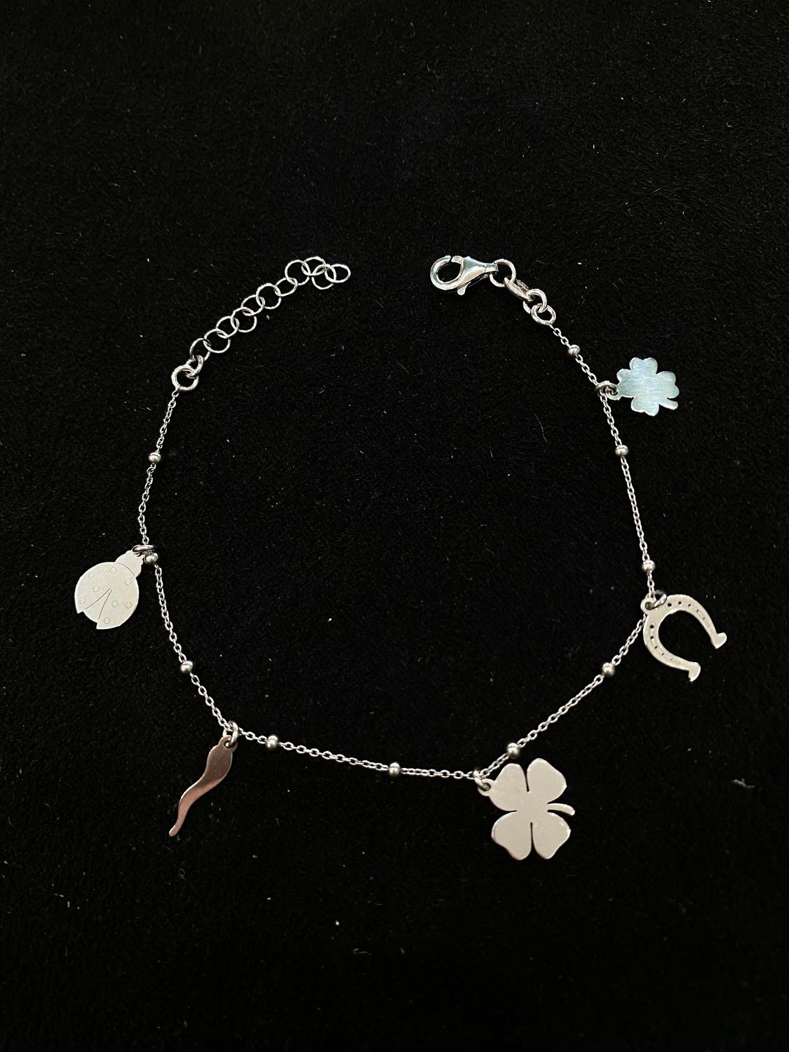 Braccialetto con Elementi Portafortuna in Argento 925
