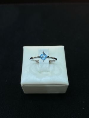 Anello Solitario Topazio London Blue - Argento 925